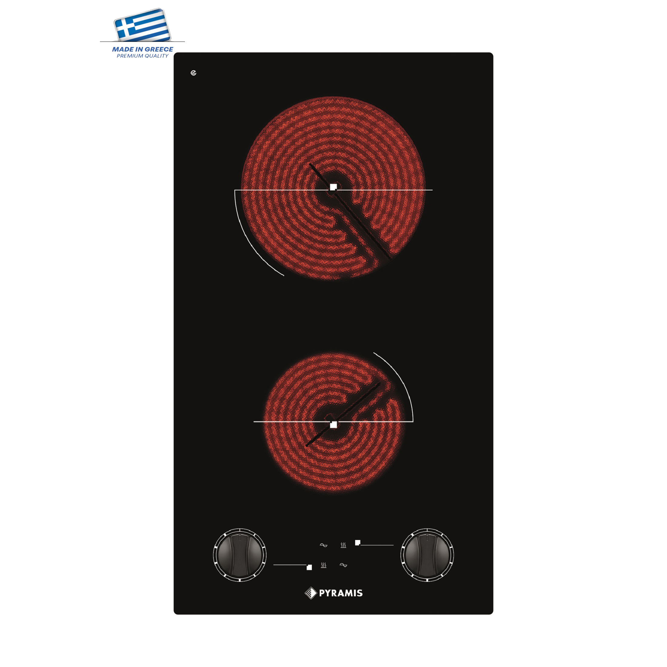 Plita electrica domino Pyramis PHC31233FMB Black Glass