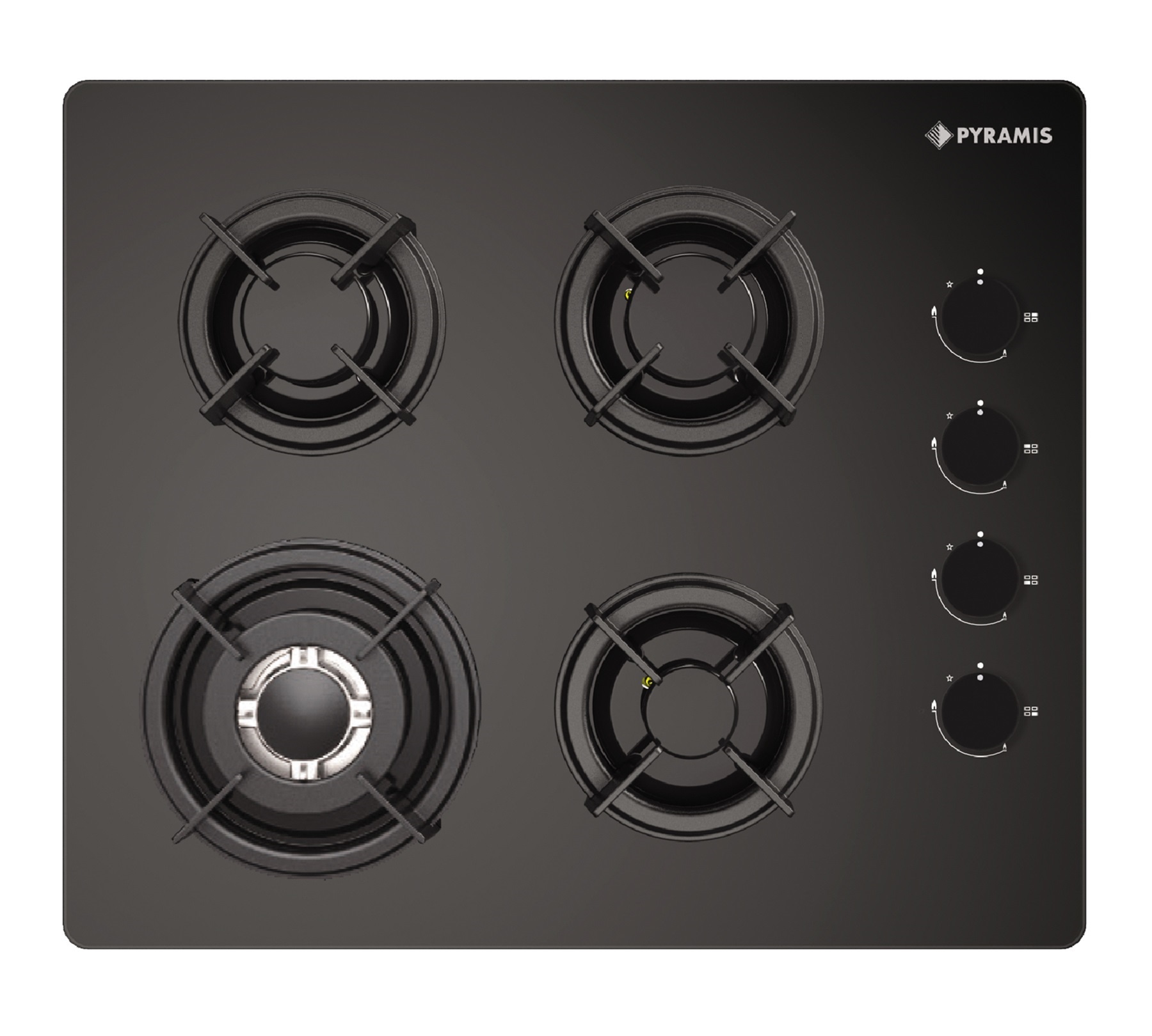 Plita gaz Pyramis 5343.02 Wok Black Glass