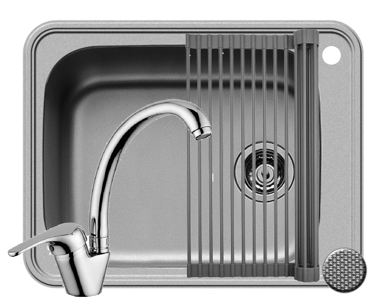 Set chiuveta inox SPACE PLUS 1B LN, baterie SERENO crom si Roll Up