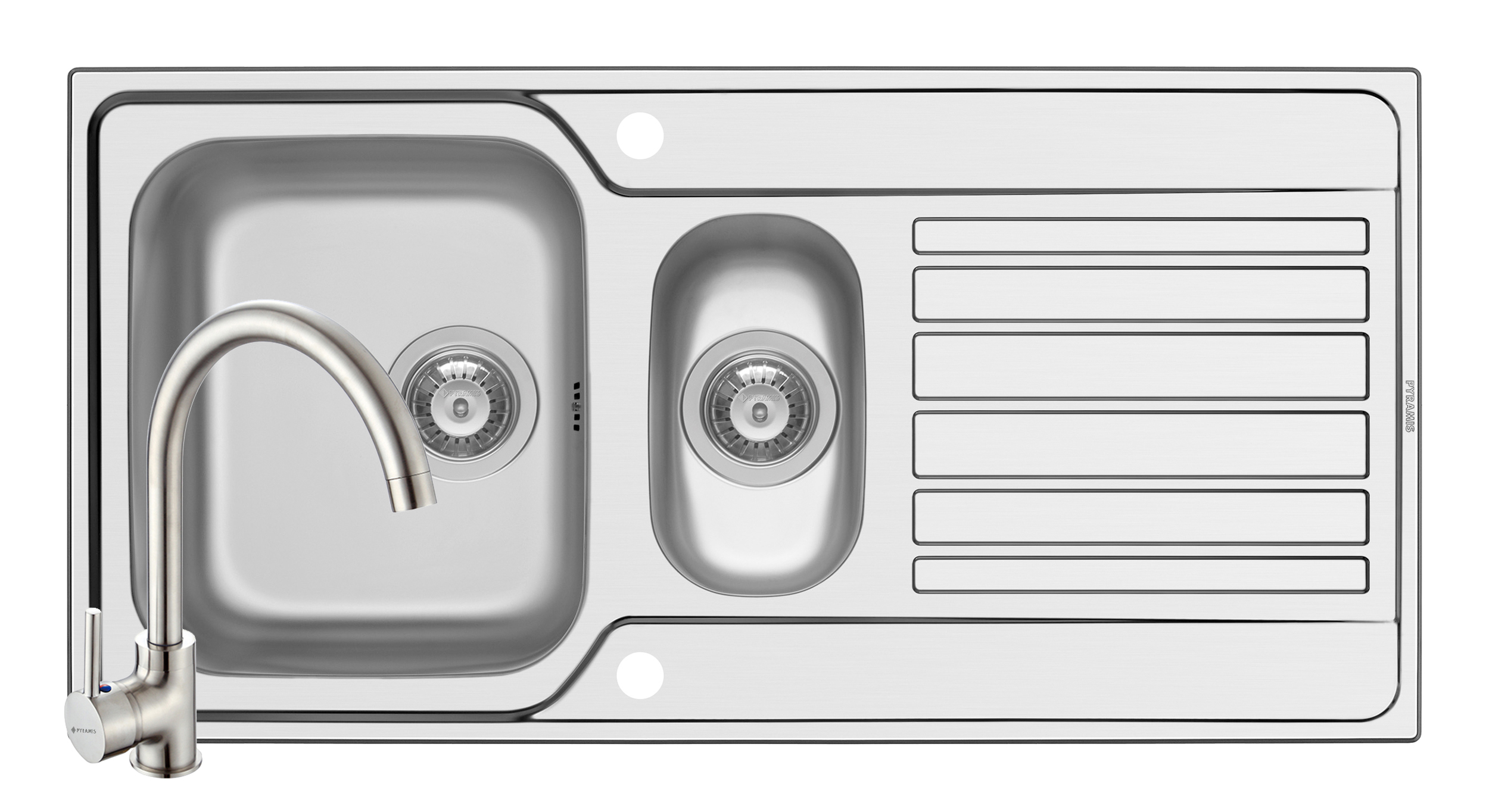 Set chiuveta inox FEDRA EXTRA 100 SM si baterie BELLO crom