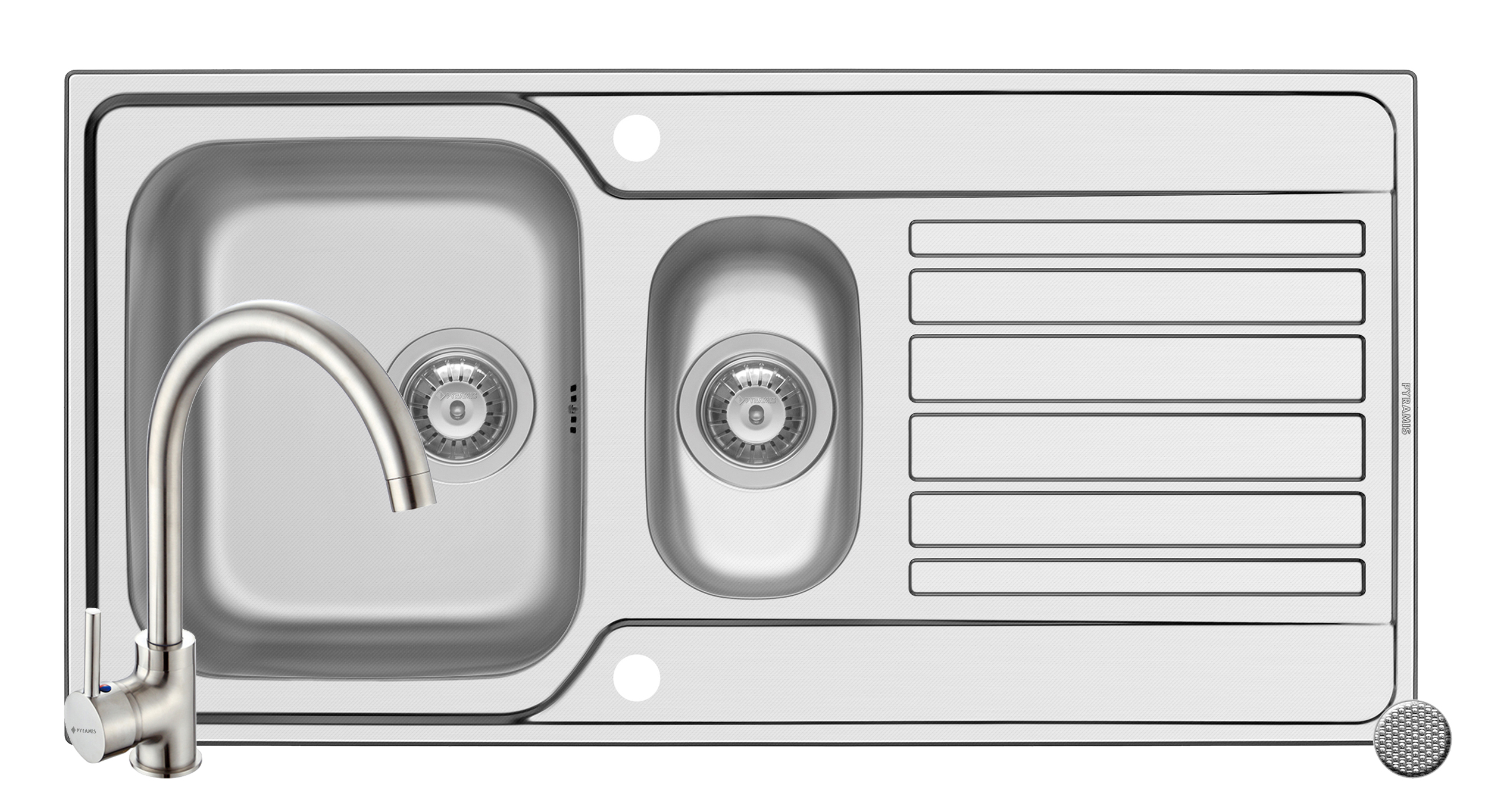 Set chiuveta inox FEDRA EXTRA 100 LN si baterie BELLO crom