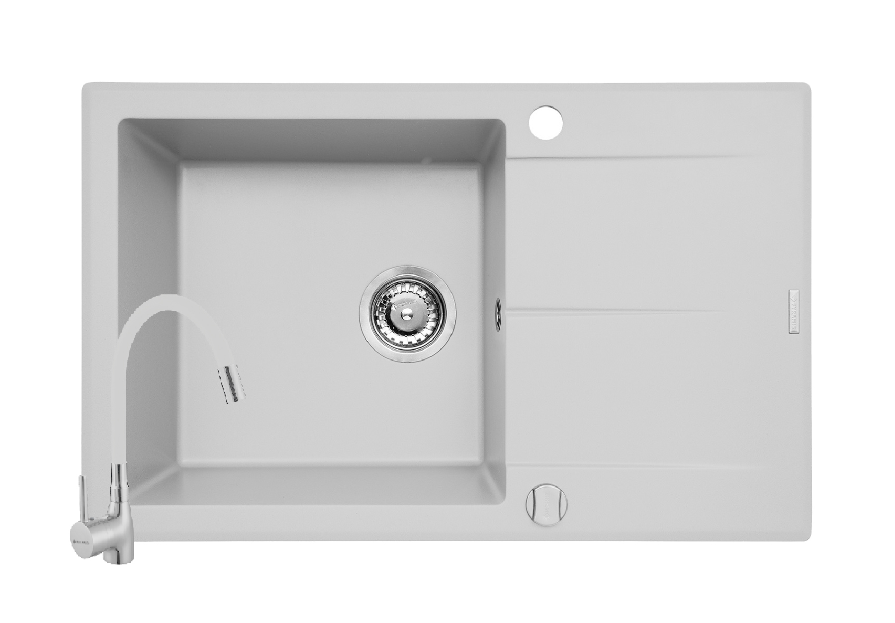 Set chiuveta granit KEROS 1B 1D 76x48 si baterie Eco Flessi White