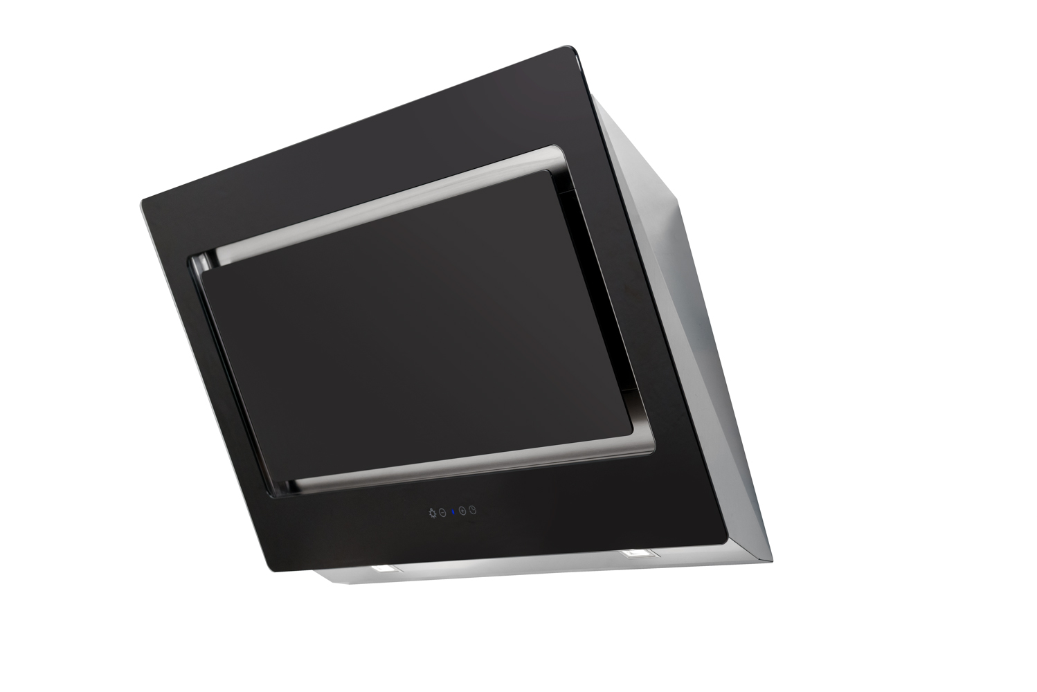 Hota design Pyramis RAGGIO, 90cm, 671mc/h, Touch Control, Inox si Sticla Neagra