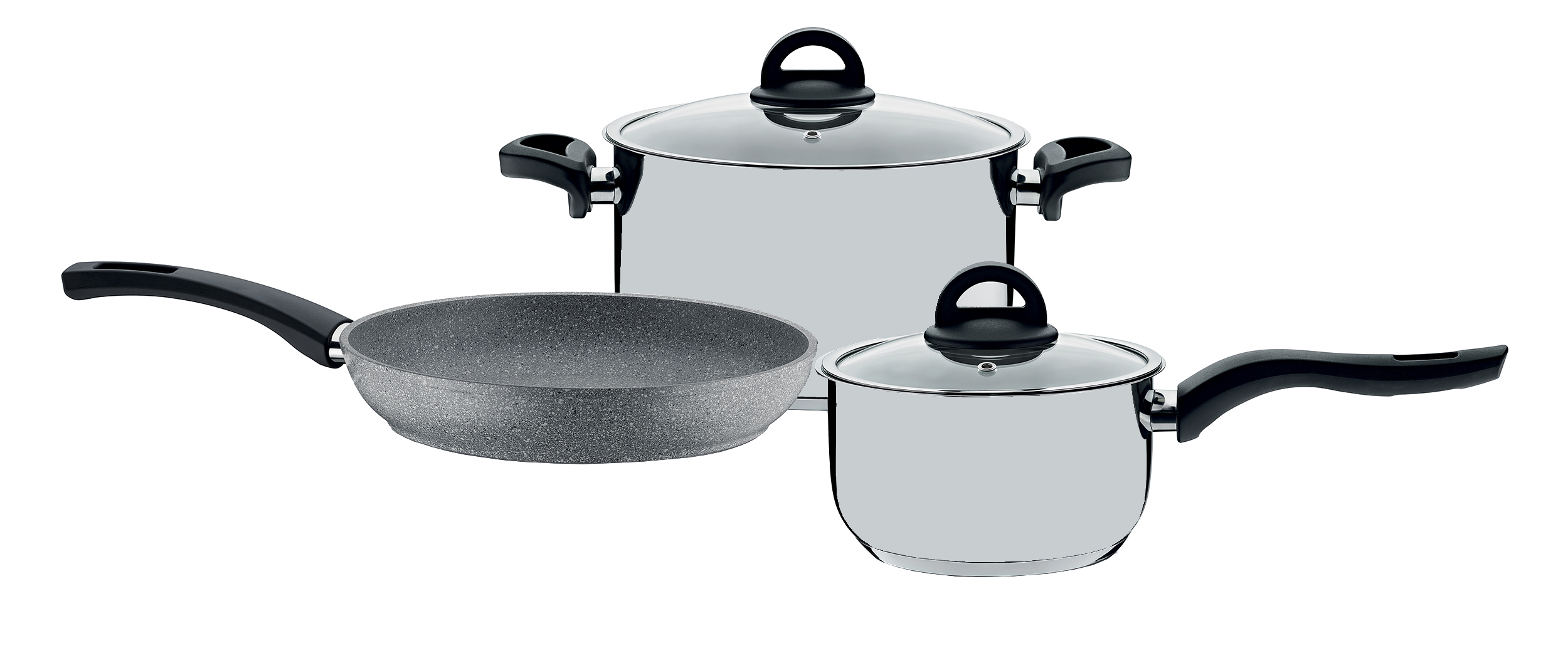 Set vase de gatit din inox si aluminiu Pyramis MIX COOK, 5 piese