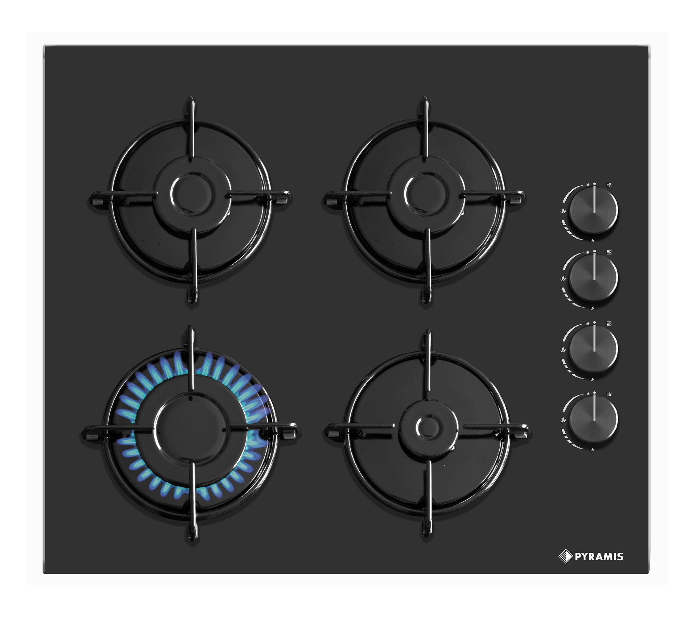 Plita gaz Pyramis 5335B Black Glass
